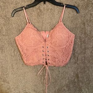 Like new sexy pink lace crop tank size small